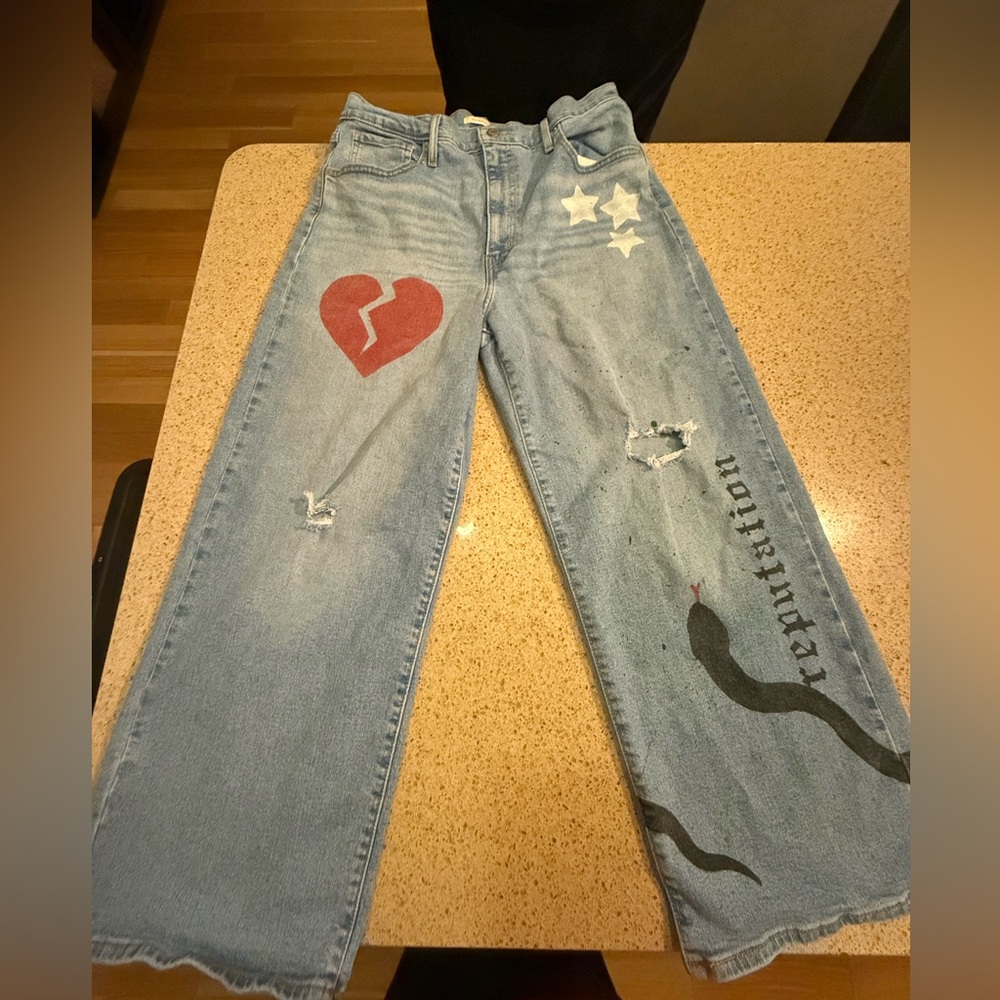 Taylor Swift / Custom Eras Tour Light Blue Women's Jeans